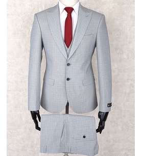 Jan Carlucci Slim Fit Sivri Yaka-Çift Yırtmaç Açık Gri Drop 6 Yelekli Takım Elbise