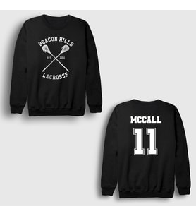 Presmono Unisex Bordo 11 Scott Mccall Dizi Teen Wolf Sırt Baskılı Sweatshirt 530940tt (Siyah)