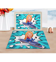 BK Gift Kişiye Özel Hostes Karikatürlü 1000 Parça Profesyonel Puzzle-1