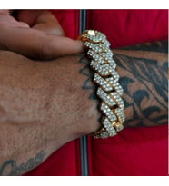 Chain Altın Prong Cuban Bileklik