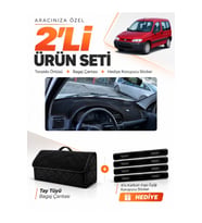 e-biz PEUGEOT PARTNER (1996-2002) Uyumlu Torpido Örtüsü + Tay Tüyü Bagaj Çantası - Siyah - PE023