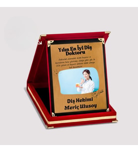 Kişiye Özel Diş Hekimi Plaketi – Yılın En İyi Diş Doktoru Kadife Kutulu Teşekkür Ödülü