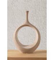 Koza Home Galante Özel Taş Doku Vizon İskandinav Seramik Vazo 10x30x35cm 6271