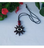 Woodensea Masif Ceviz Ahşap Göz & Güneş Kolye El Yapımı