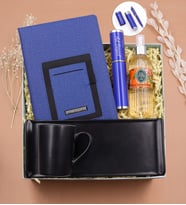 Kişiye Özel Mavi Telefon Cepli Defter & Özel Kutusunda Mavi Touch Pen & Eyüp Sabri Tuncer 150ml Sprey Kolonya & Tabaklı Siyah Türk Kahvesi Fincanı Hediye Seti (Mavi)