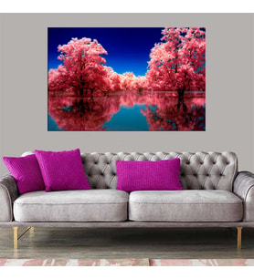 Miyrem Exclusive Serie"  Pembe Ağaçlar ve Deniz Kanvas Tablo