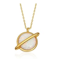 Gümüş Gold Opal Taşlı Gezegen Bayan Kolye