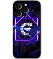 İphone 15 Pro Max Kılıf HD Desen Baskılı Kılıf - Dark Neon Yaprak G Harfi
