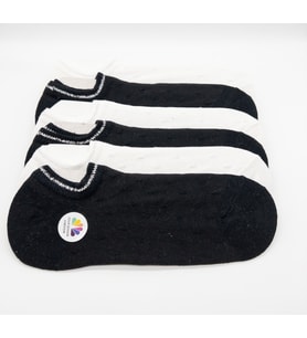 CİHO Socks Pamuklu 6 Çift Pirinç Örgü Renkli Görünmez Sneaker Çorap (Siyah - Beyaz)