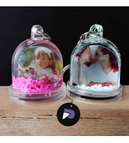 Kişiye Özel Fotoğraflı Mini Kar Küresi Anahtarlık