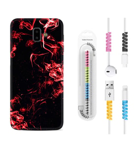 Samsung J6 Plus J7 Prime J7 Pro M20 Kılıf Kablo Koruma Spiral Silikon Red Smoke 1745