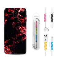 Samsung J6 Plus J7 Prime J7 Pro M20 Kılıf Kablo Koruma Spiral Silikon Red Smoke 1745