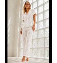 Night Kadın Genç Loose İpliği Boyalı Pijama Takımı