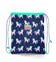 Coral High Kids Lacivert Pembe Unicorn Desenli İpli Büzgülü Sırt Çantası 22456
