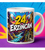 Erzincan Temalı Memleket Kupası – 24 Erzincan Kemaliye Karanlık Kanyon ve Taş Yol Pop Art Baskılı Seramik Kupa