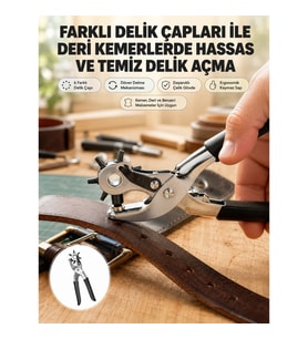 Mey İthalat® Deri Delme Pensesi 6 Uçlu Ayarlanabilir Kemer Delme Aleti Profesyonel Kullanım