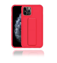 Apple IPhone 11 Pro Uyumlu Mat Kırmızı Yumuşak Silikon Standlı Tutacaklı (Tutamaçlı) Telefon Kılıfı