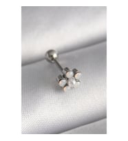 316L Çelik Gümüş Renk Zirkon Taşlı Çiçek Model Tragus Piercing - TJ-PR1283 TG-V 7577