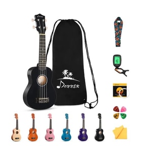 Donner DUS-10D Soprano Ukulele Seti (Siyah)