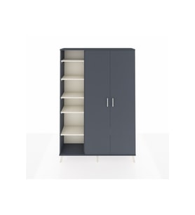 Arges Dolap 7 Raflı 2 Kapaklı Tek Askılı 132x30x195 Antrasit-Antrasit/Aytaşı