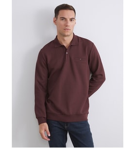 LCWAIKIKI Classic Bordo Polo Yaka Uzun Kollu Erkek Sweatshirt