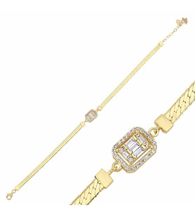 Baget Altın Bileklik Ezme Zincir 18-22 cm