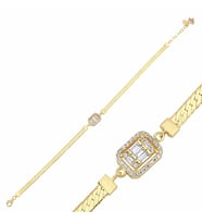 Baget Altın Bileklik Ezme Zincir 18-22 cm