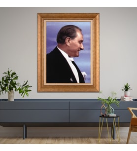Altın Varaklı Paspartulu Çerçeveli Tablo rv1111