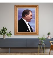 Altın Varaklı Paspartulu Çerçeveli Tablo rv1111