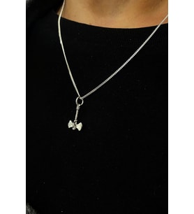 Gümüş 60 cm ince gurmet zincirli balta model kolye uc25e29