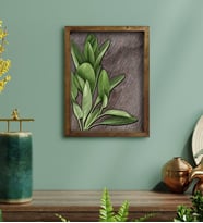 BK Home Green Plant Tasarımlı Doğal Masif Ahşap Çerçeveli Tablo-4