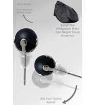 Sertifikalı Gerçek Shungite - Şungit Taşı Nokta Doğal Taş Küpe (Çok Renkli)