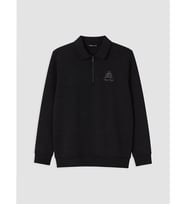 LCWAIKIKI Classic Siyah Polo Yaka Baskılı Erkek Kalın Sweatshirt
