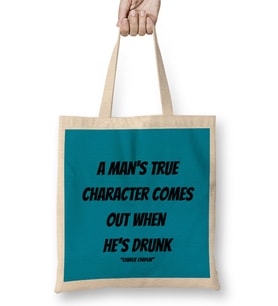 Charlie Chaplin Quotes Art Gift - Vintage Retro Style Bez Çanta Uzun Saplı