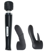 Magic Wand 20 Hızlı Şarjlı Siyah Masaj ve Orgazm Vibratör + 2 Başlık