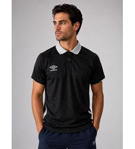 UMBRO Vectör Kamp Erkek Siyah Polyester Polo Yaka Spor Tişört TF0614