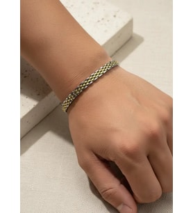 Çelik Silver Sarı Şeritli Erkek Rolex Bileklik - 26blke04