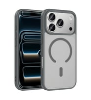 iPhone 17 Pro Max Kılıf M-safe Şarj Özellikli Babet Kılıf (Gri)