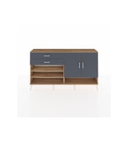 Arges Konsol 4 Raflı 2 Çekmeceli 2 Kapaklı 176x30x99 Çam-Antrasit
