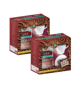 Kahve Dünyası Türk Kahvesi Orta Kavrulmuş 4x100 G + Fincan Hediyeli x 2 Adet