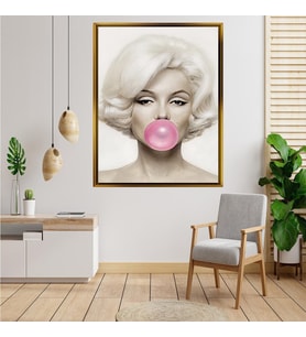 Tablore Marilyn Monroe Pembe Sakız Pop Art Kanvas Tablo Modern Portre Duvar Dekoru