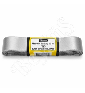 Saten Kurdele 30 mm Gümüş