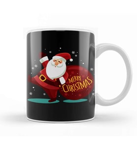Yılbaşı Yeni Yıl Konseptli Merry Christmas Noel Baba 02 Kupa Bardak Porselen