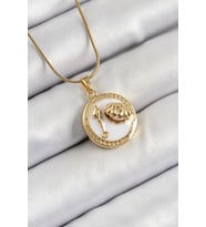 316L Çelik Zincir Beyaz Mineli Sanatsal Portre İstiridye Model Gold Renk Kadın Kolye 5886