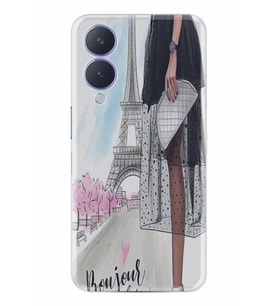 Vivo Y17s Kılıf Resimli Desenli Baskılı Silikon Bonjour Paris 1419
