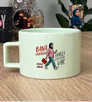 Kişiye Özel Karikatürlü Bana Hayransın Lüks Pastel Fincan Doğum Günü Hediyesi
