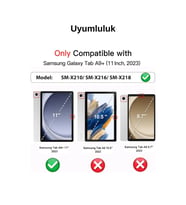 Galaxy Tab A9 8.7 İnç 2023 Uyumlu Fuchsia Kalem Bölmeli Akıllı Tablet Kılıfı (Siyah)