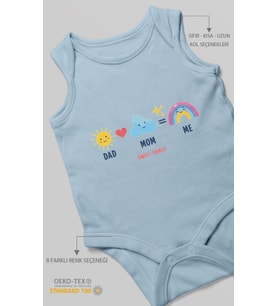 Dad mom me sweet family Sıfır Kollu Bebek Zıbını %100 Pamuk