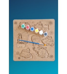 Çocuklar İçin Zeka ve Beceri Geliştiren Taşıtlar Ahşap Boyama Puzzle Seti