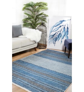 Dijital Kaymaz Yıkanabilir Mavi Modern Salon Halısı Mutfak Halısı Koridor Halısı Yolluk HLN1545